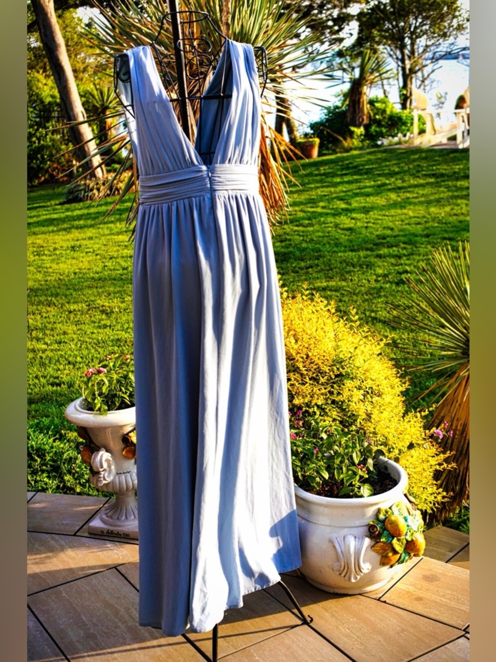 Lulus Infinity Convertible Maxi Dress - Dusty Blue - Size Small - AS IS - Picture 5 of 6